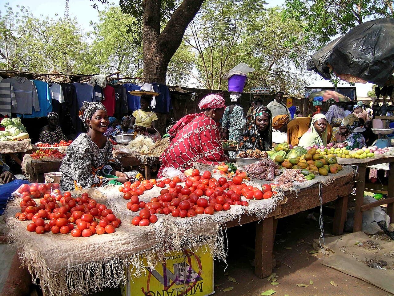 Market scene in Sikasso, Mali.