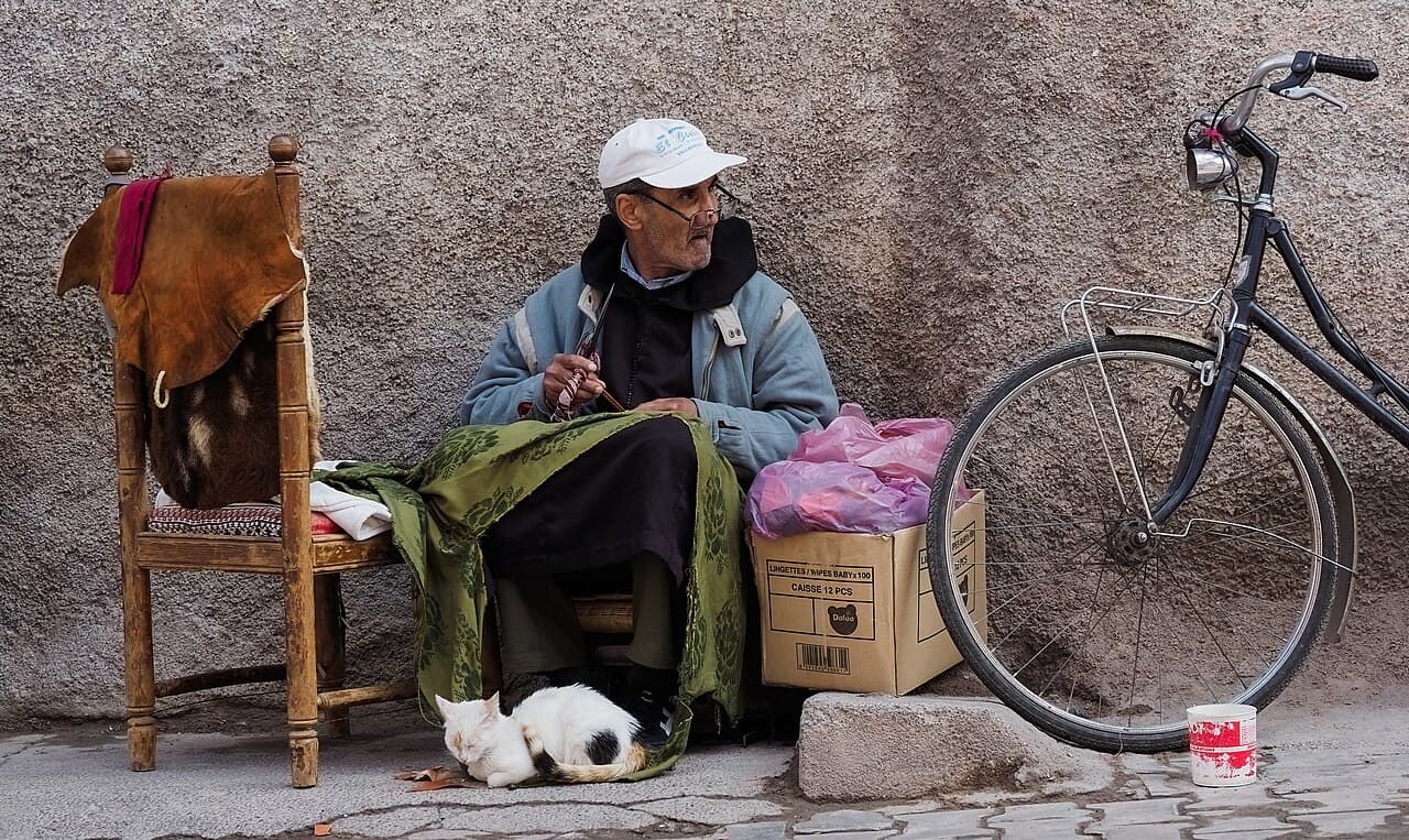 Tanner at work, Medina of Marrakech, Morocco.